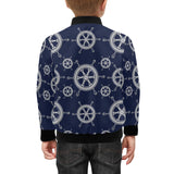 nautical steering wheel design pattern Kids' Boys' Girls' Bomber Jacket