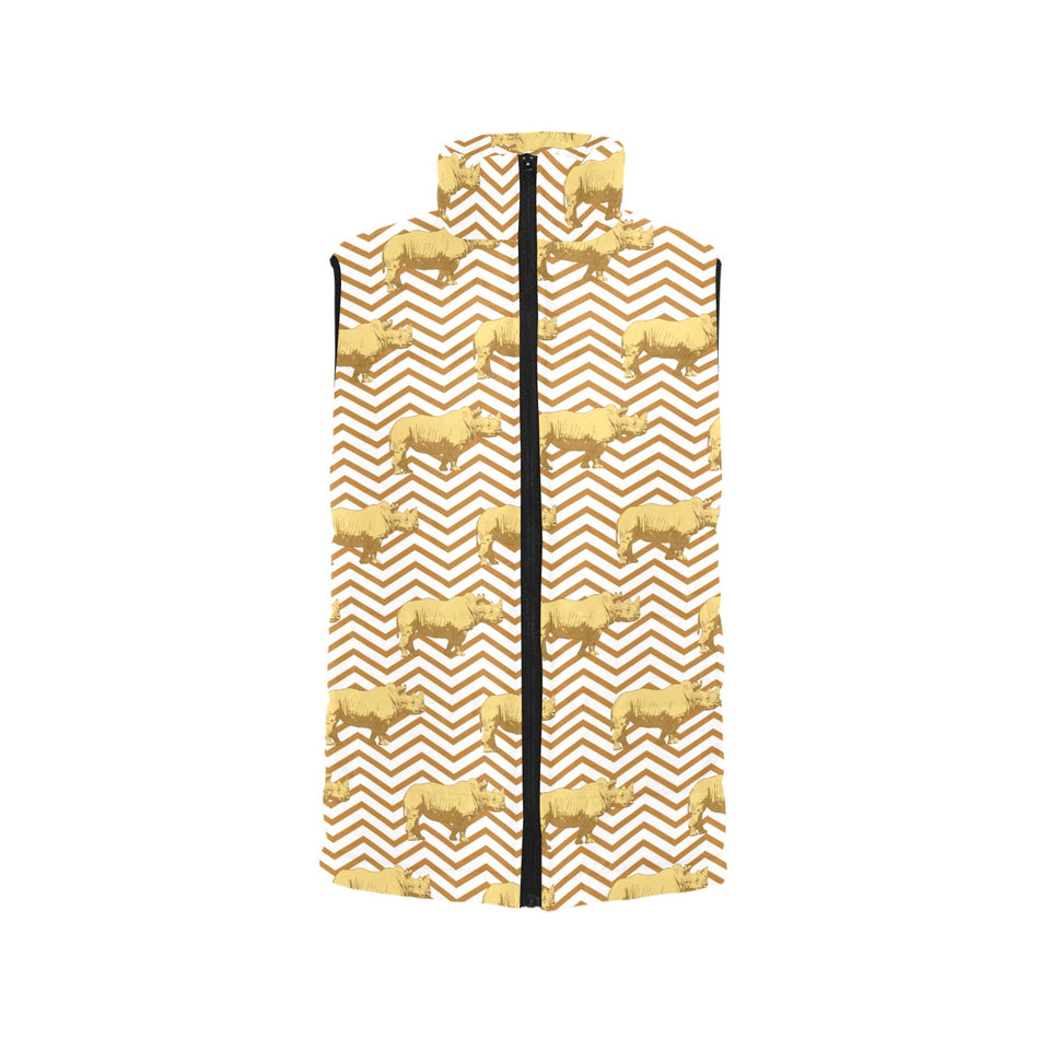 Rhino yellow theme pattern Women's Padded Vest