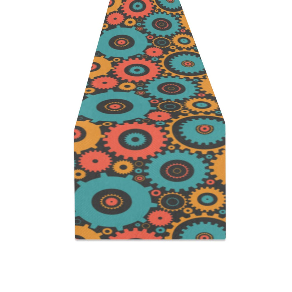 Gear Pattern Print Design 01 Table Runner