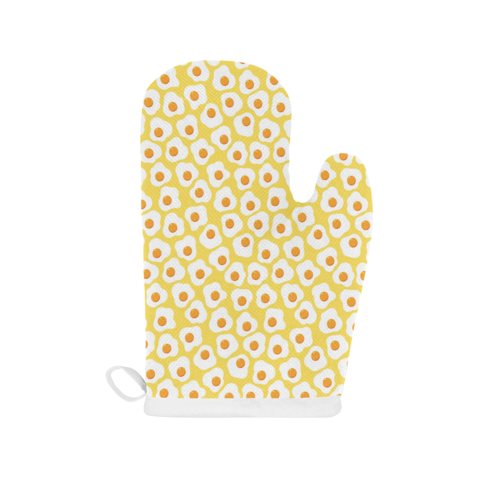 Fried Eggs Pattern Print Design 05 Heat Resistant Oven Mitts