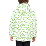 Green Peas Pattern Print Design 04 Kids' Boys' Girls' Padded Hooded Jacket