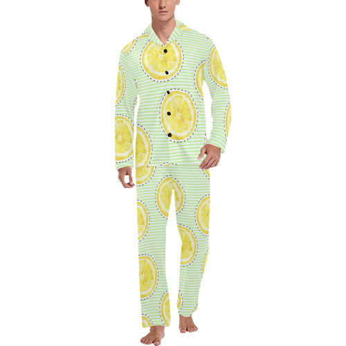 slice of lemon pattern Men's Long Pajama Set