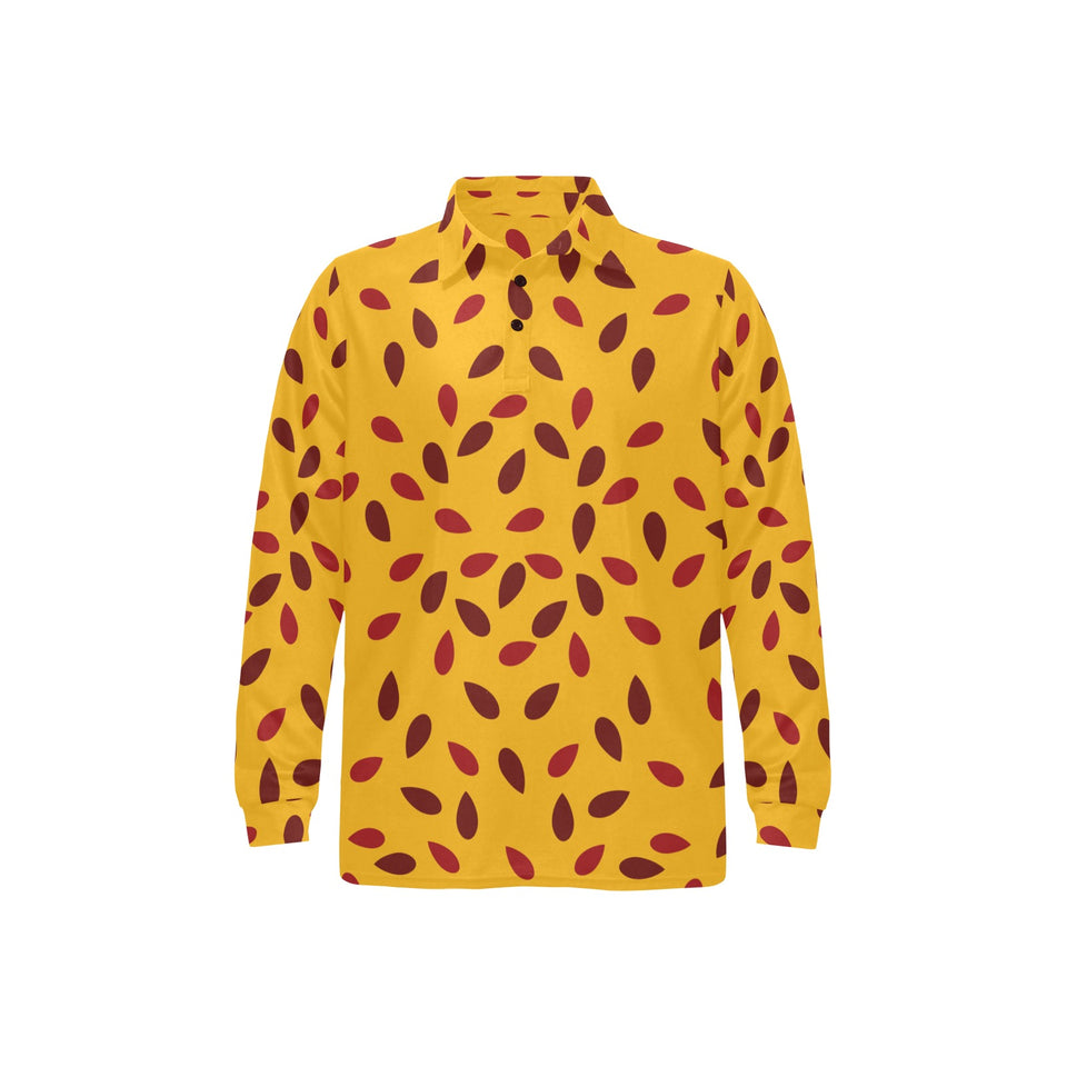 Passion fruit texture Men's Long Sleeve Polo Shirt