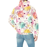 Clock butterfly pattern Men's Padded Hooded Jacket