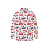 British Pattern Print Design 03 Men's Long Sleeve Polo Shirt