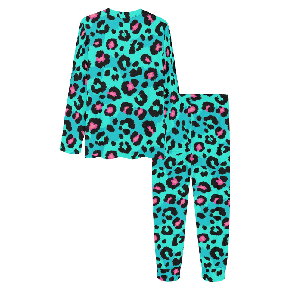 Green leopard skin print pattern Women's All Over Print Pajama Set