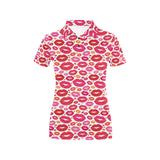 Lips Pattern Print Design 01 Women's All Over Print Polo Shirt