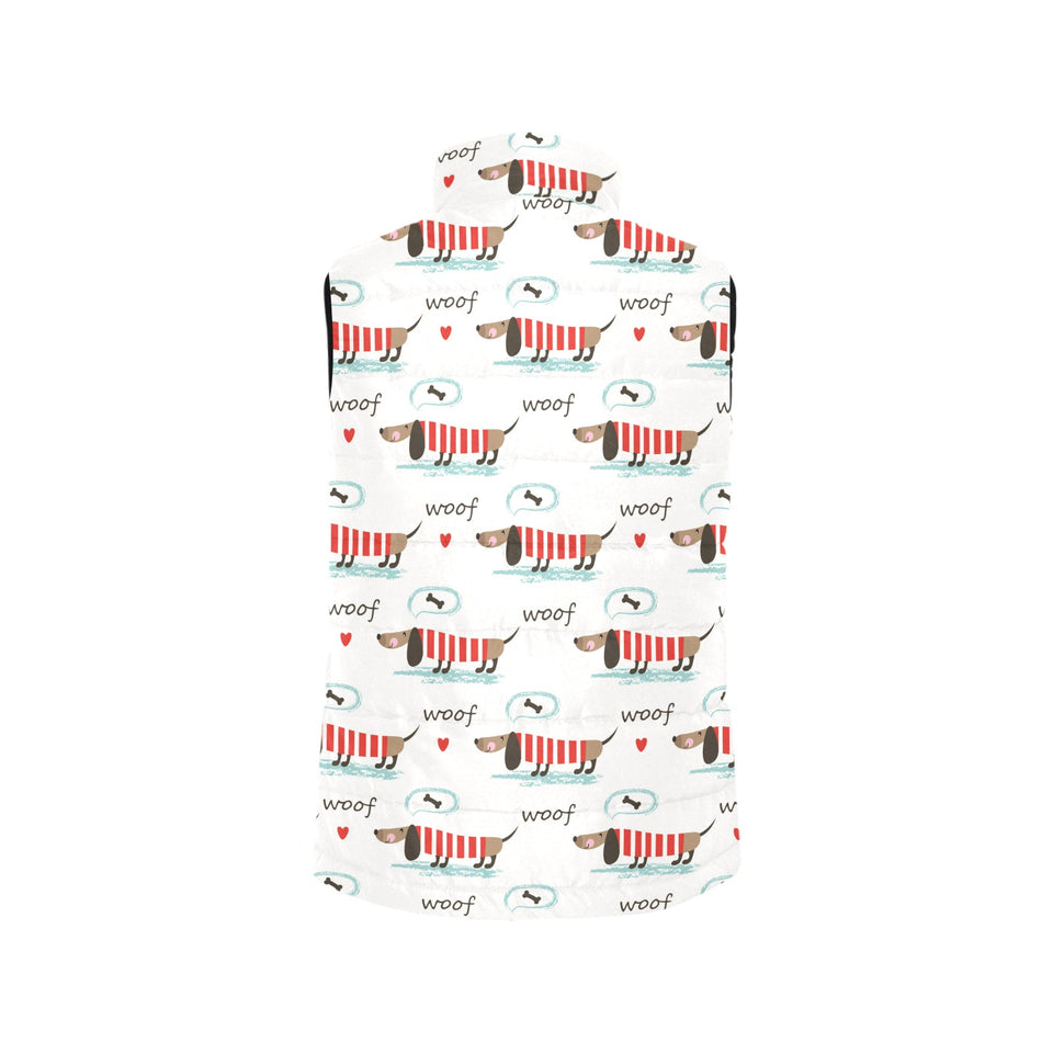 Cute dachshund bone pattern Women's Padded Vest