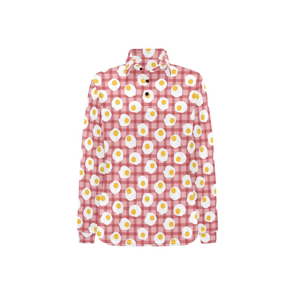 Fried Eggs Pattern Print Design 03 Women's Long Sleeve Polo Shirt