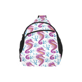 Purple seahorse blue coral pattern All Over Print Chest Bag
