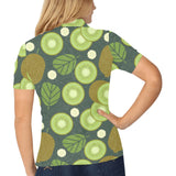 Whole sliced kiwi leave and flower Women's All Over Print Polo Shirt