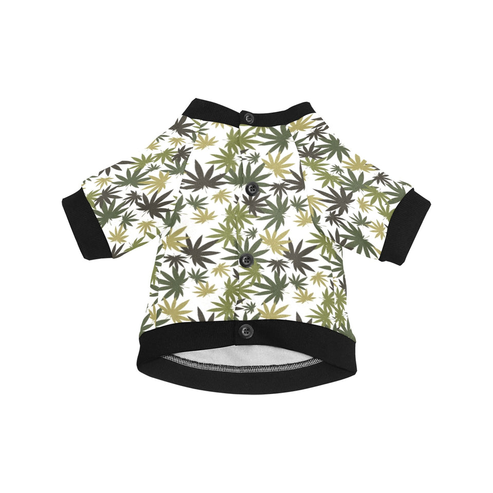 Canabis Marijuana Weed Pattern Print Design 05 All Over Print Pet Dog Round Neck Fuzzy Shirt