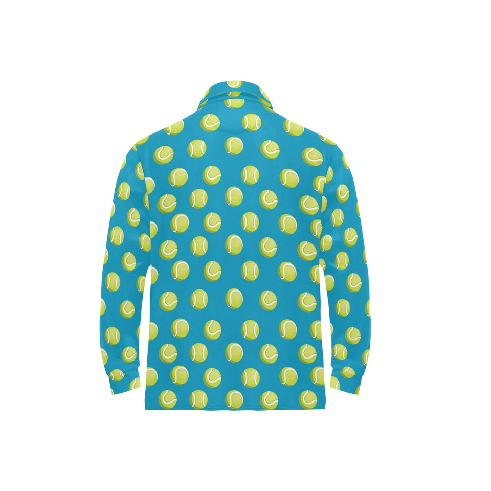 Tennis Pattern Print Design 05 Men's Long Sleeve Polo Shirt