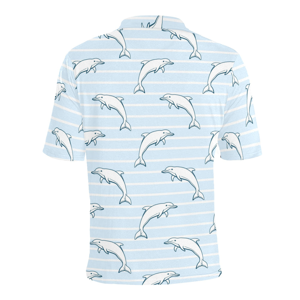 Dolphin blue striped background Men's All Over Print Polo Shirt