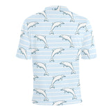 Dolphin blue striped background Men's All Over Print Polo Shirt