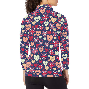 British Pattern Print Design 02 Women's Long Sleeve Polo Shirt