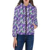 Eggplant Pattern Print Design 03 Women's Padded Hooded Jacket