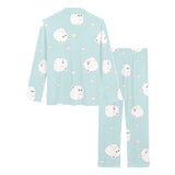 White cute hamsters heart pattern Women's Long Pajama Set