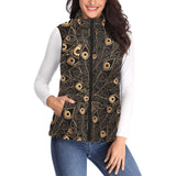 Gold peacock feather pattern Women's Padded Vest