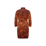 cacao beans tribal polynesian pattern Men's Long Sleeve Belted Night Robe