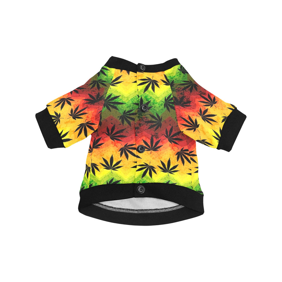 Canabis Marijuana Weed Pattern Print Design 03 All Over Print Pet Dog Round Neck Fuzzy Shirt