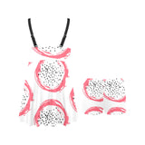 Hand drawn dragon fruit Chest Sexy Pleated Two Piece Swim Dress