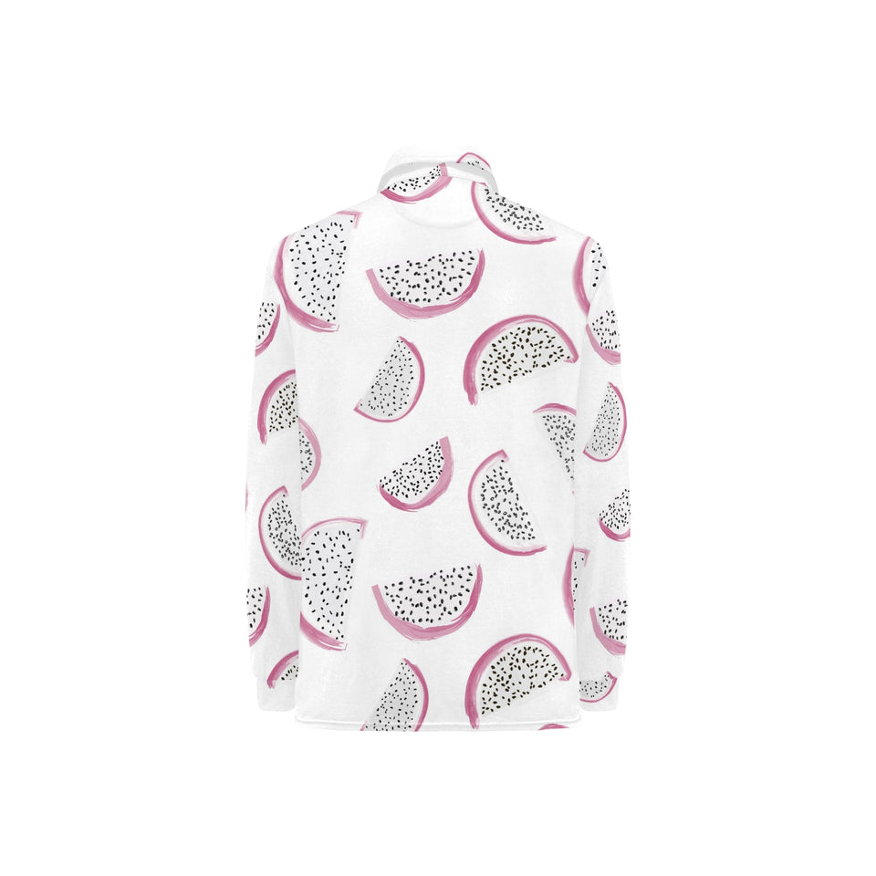 dragon fruit pattern Women's Long Sleeve Polo Shirt