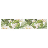 White orchid flower tropical leaves pattern Table Runner