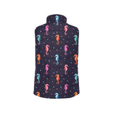 Watercolor colorful seahorse pattern Women's Padded Vest