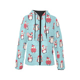 Cute penguin christmas design pattern Women's Padded Hooded Jacket