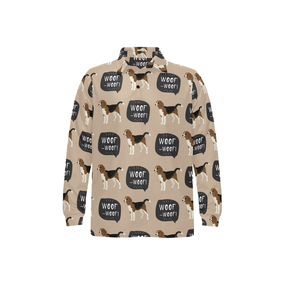 Beagle pattern Men's Long Sleeve Polo Shirt