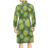 Hop pattern Hop cone background Men's Long Sleeve Belted Night Robe