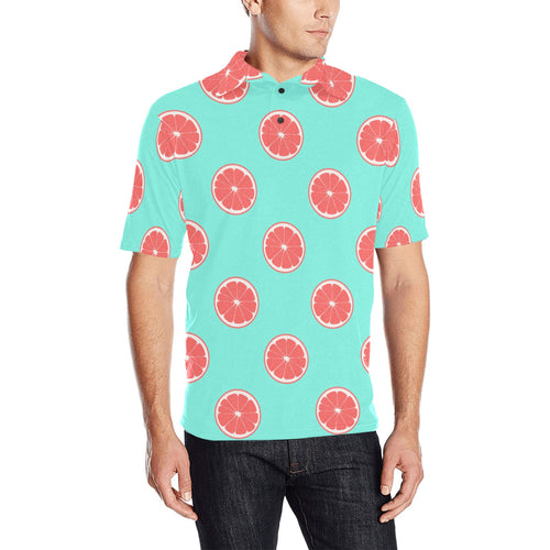 Grapefruit green background Men's All Over Print Polo Shirt
