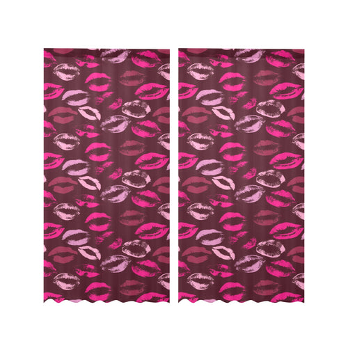 Lips Pattern Print Design 03 Gauze Curtain