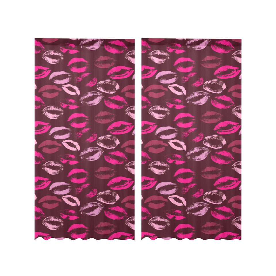 Lips Pattern Print Design 03 Gauze Curtain