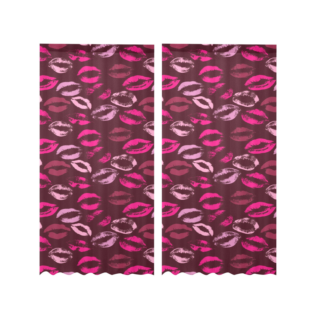 Lips Pattern Print Design 03 Gauze Curtain