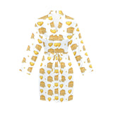Pancake Pattern Print Design 03 Women's Long Sleeve Belted Night Robe