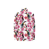 Toucan flower design pattern Women's Long Sleeve Polo Shirt