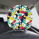 watercolor bowling ball pins Car Headrest Cover
