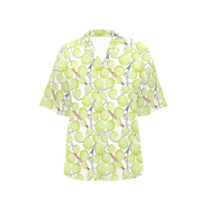 Tennis Pattern Print Design 01 Women's All Over Print Hawaiian Shirt