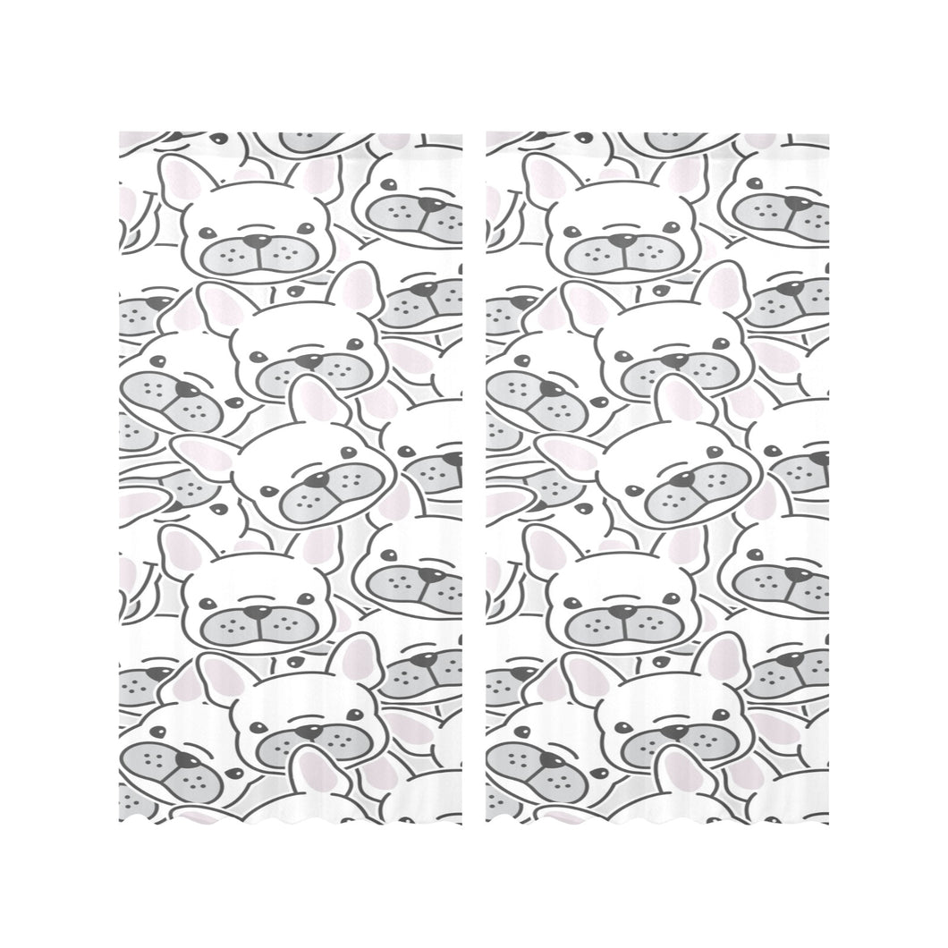 Cute french bulldog head pattern Gauze Curtain