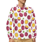 Passion fruit design pattern Men's Long Sleeve Polo Shirt