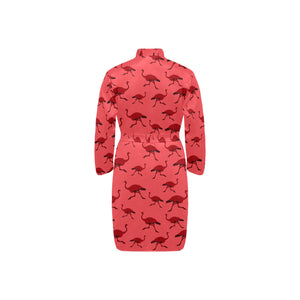 Ostrich Pattern Print Design 03 Men's Long Sleeve Belted Night Robe