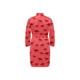 Ostrich Pattern Print Design 03 Men's Long Sleeve Belted Night Robe