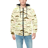 Mustache Beard Pattern Print Design 01 Men's Padded Hooded Jacket