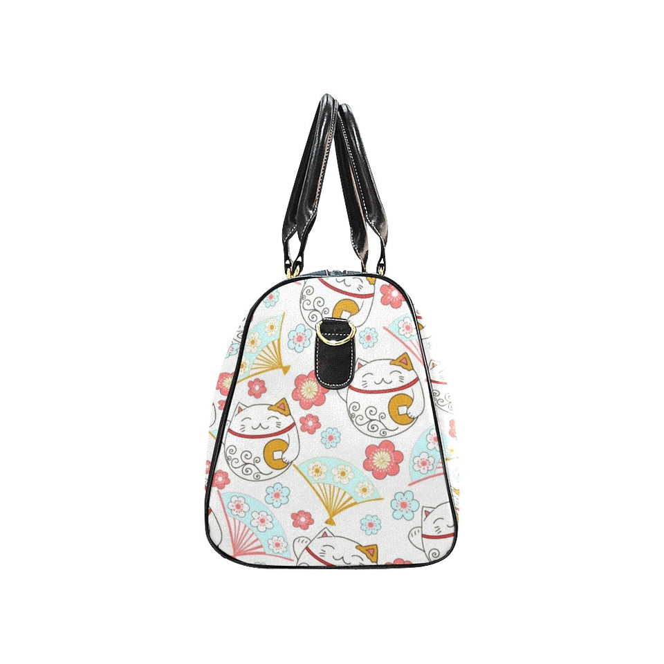 Maneki neko cat fan sakura Travel Bag