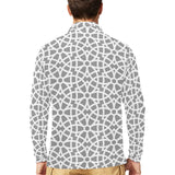 arabic gray pattern Men's Long Sleeve Polo Shirt