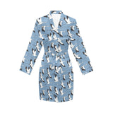 Seagull Pattern Print Design 04 Women's Long Sleeve Belted Night Robe