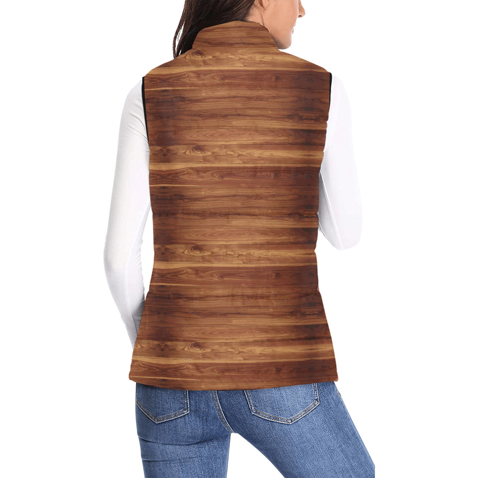 Wood Printed Pattern Print Design 04 Women's Padded Vest