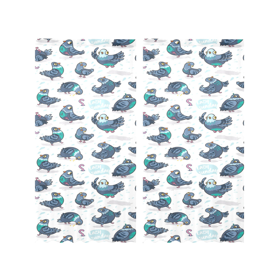 Pigeon Pattern Print Design 02 Gauze Curtain